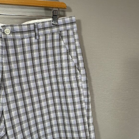 Greg Norman Shorts Mens 36  Plaid Cotton Srtetch Flat Front Pockets Golf Bermuda - Picture 3 of 7